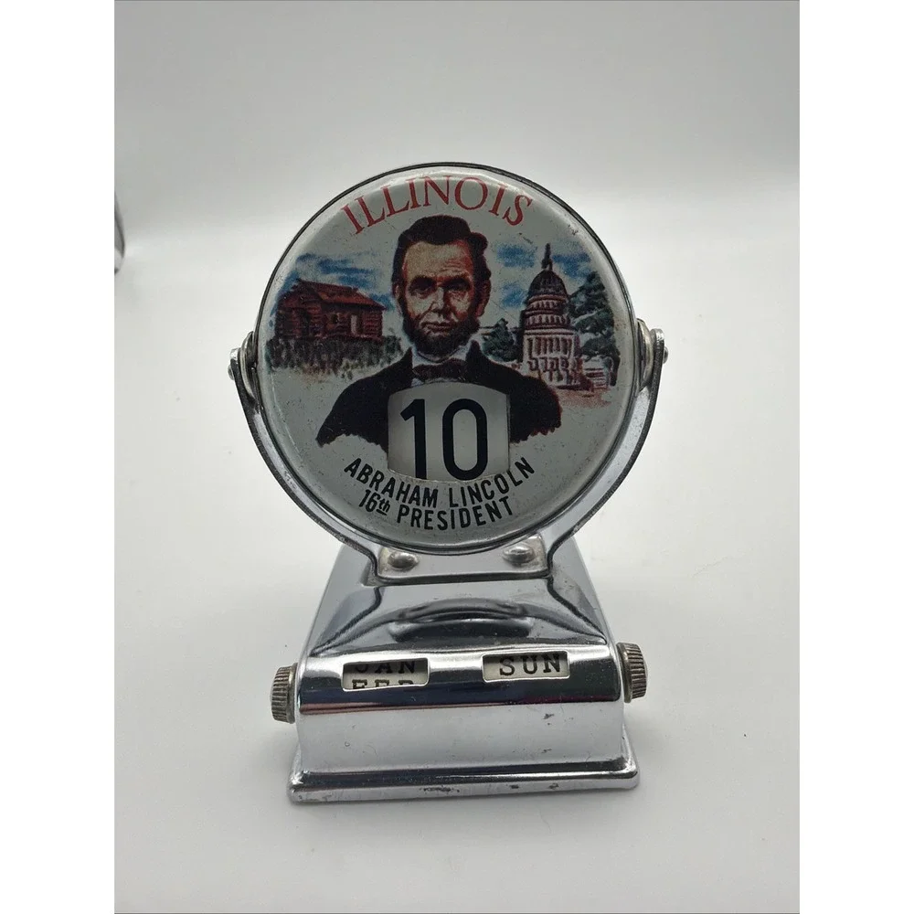 Illinois Abraham Lincoln 16th President Perpetual Desk Calendar Date Display
